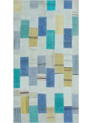 Bespoky 81x148 cm Gri Klasik Yün Halı | Mutfak Balkon Salon Halısı | %100 Doğal Yün El Yapımı El Dokuma | UNİQUE-24665