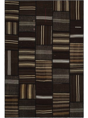 Bespoky 200x297 cm Kahverengi Klasik Yün Halı | Salon Yatak Odası Halısı | %100 Doğal Yün El Yapımı El Dokuma | UNİQUE-22417