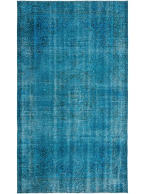 Bespoky 163x282 cm Mavi Turkuaz Geleneksel Vintage Bitkisel Halı | Salon Yatak Odası Halısı | UNİQUE-16555