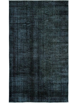 Bespoky 172x295 cm Mavi Siyah Eskitme Vintage Soyut Halı | Salon Yatak Odası Halısı | UNİQUE-22908