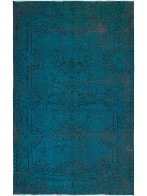 Atina Turkuaz Eskitme Yün Modern Desenli Yün Hav Toz Vermez Leke Tutmayan Salon Yolluk Mutfak El Dokuma Halı