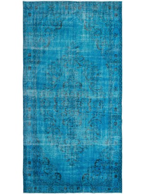 Atina Turkuaz Eskitme Yün Modern Desenli Yün Hav Toz Vermez Leke Tutmayan Salon Yolluk Mutfak El Dokuma Halı