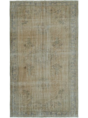 Bespoky 172x292 cm Kahverengi Bej Eskitme Vintage Bitkisel Halı | Salon Yatak Odası Halısı | UNİQUE-22782