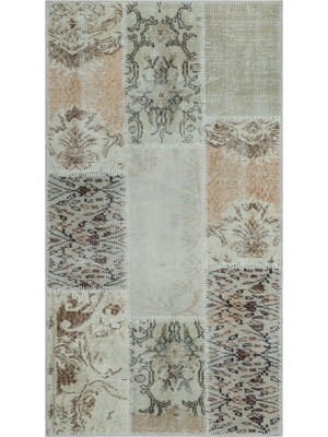 Bespoky 80x150 cm Bej Klasik Yün Halı | Mutfak Balkon Salon Halısı | %100 Doğal Yün El Yapımı El Dokuma | UNİQUE-26061