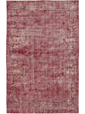 Bespoky 213x336 cm Kahverengi Kızıl Eskitme Vintage Çiçekli Halı | Salon Yatak Odası Halısı | UNİQUE-13849