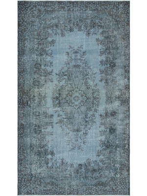 Bespoky 164x282 cm Bej Petrol Mavisi Klasik Vintage Çiçekli Halı | Salon Yatak Odası Halısı | UNİQUE-23114