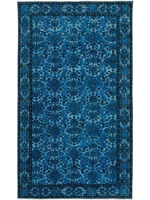 Atina Mavi Eskitme Yün Modern Desenli Yün Hav Toz Vermez Leke Tutmayan Salon Yolluk Mutfak El Dokuma Halı