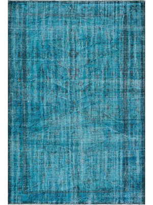 Epir Turkuaz Eskitme Yün Modern Desenli Yün Hav Toz Vermez Leke Tutmayan Salon Yolluk Mutfak El Dokuma Halı