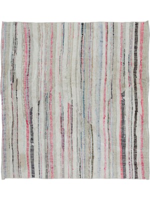 Teselya Gri Çizgili Yün Modern Desenli Yün Hav Toz Vermez Leke Tutmayan Salon Yolluk Mutfak El Dokuma Halı