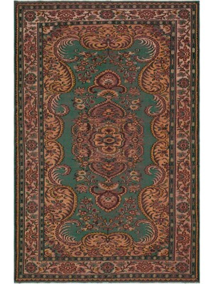 Atina Turkuaz Eskitme Yün Modern Desenli Yün Hav Toz Vermez Leke Tutmayan Salon Yolluk Mutfak El Dokuma Halı