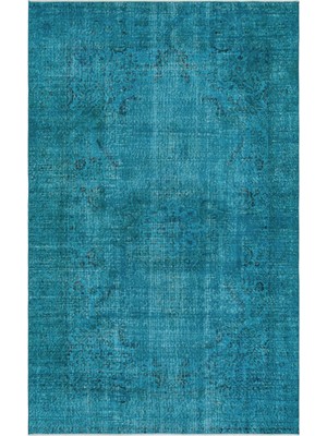 Epir Turkuaz Eskitme Yün Modern Desenli Yün Hav Toz Vermez Leke Tutmayan Salon Yolluk Mutfak El Dokuma Halı