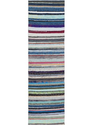 Teselya Kahverengi Çizgili Yün Modern Desenli Yün Hav Toz Vermez Leke Tutmayan Salon Yolluk Mutfak El Dokuma Halı