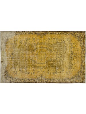 Sarı Göbekli Yün Modern Desenli Yün Hav Toz Vermez Leke Tutmayan Salon Yolluk Mutfak El Dokuma Halı