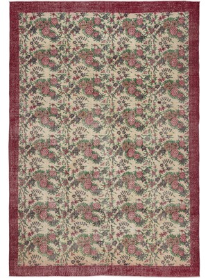 Vintage Kahverengi Çerçeveli Yün Modern Desenli Yün Hav Toz Vermez Leke Tutmayan Salon Yolluk Mutfak El Dokuma Halı