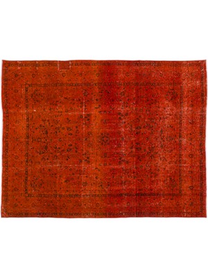 Turuncu Çerçeveli Yün Modern Desenli Yün Hav Toz Vermez Leke Tutmayan Salon Yolluk Mutfak El Dokuma Halı