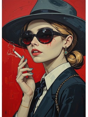 Bedeko Sigara Içen Kadın Ahşap Tablo