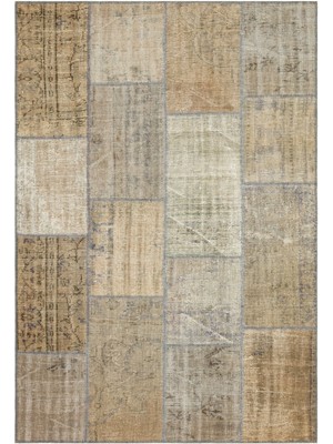 Bespoky 160x231 cm Çok Renkli Bej Yama Vintage Eskitme Halı | Salon Yatak Odası Halısı | UNİQUE-35888