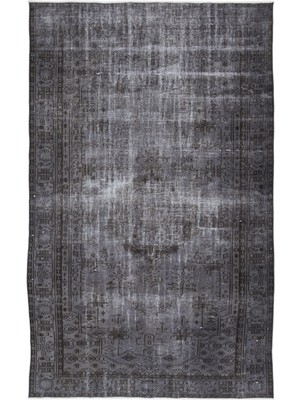 Bespoky 169x280 cm Bej Koyu Gri Geleneksel Vintage Medalyonlu Halı | Salon Yatak Odası Halısı | UNİQUE-9248