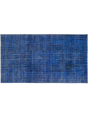 Mavi Eskitme Yün Modern Desenli Yün Hav Toz Vermez Leke Tutmayan Salon Yolluk Mutfak El Dokuma Halı