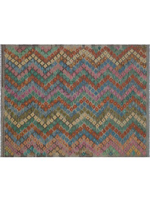 Mavi Geometrik Yün Modern Desenli Yün Hav Toz Vermez Leke Tutmayan Salon Yolluk Mutfak El Dokuma Halı