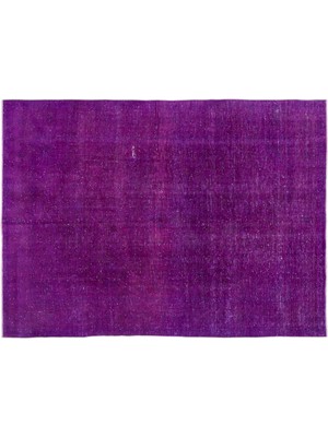 Fuşya Eskitme Yün Modern Desenli Yün Hav Toz Vermez Leke Tutmayan Salon Yolluk Mutfak El Dokuma Halı