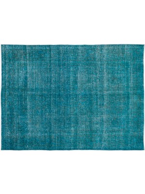 Bespoky 287x384 cm Çok Renkli Turkuaz Eskitme Vintage Motifsiz Halı | Salon Yatak Odası Halısı | UNİQUE-11133