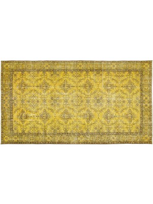 Sarı Çerçeveli Yün Modern Desenli Yün Hav Toz Vermez Leke Tutmayan Salon Yolluk Mutfak El Dokuma Halı