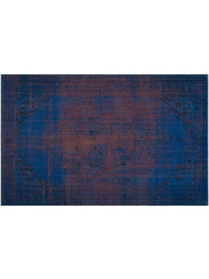 Mavi Göbekli Yün Modern Desenli Yün Hav Toz Vermez Leke Tutmayan Salon Yolluk Mutfak El Dokuma Halı