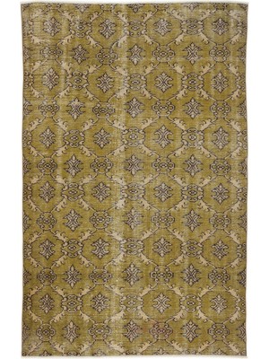 Bespoky 172x256 cm Çok Renkli Yeşil Şebekeli Vintage Bitkisel Halı | Salon Yatak Odası Halısı | UNİQUE-7595