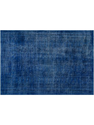 Mavi Eskitme Yün Modern Desenli Yün Hav Toz Vermez Leke Tutmayan Salon Yolluk Mutfak El Dokuma Halı