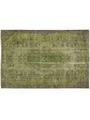 Yeşil Göbekli Yün Modern Desenli Yün Hav Toz Vermez Leke Tutmayan Salon Yolluk Mutfak El Dokuma Halı