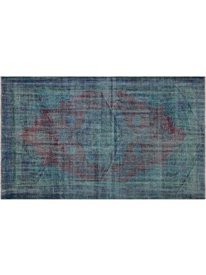 Mavi Göbekli Yün Modern Desenli Yün Hav Toz Vermez Leke Tutmayan Salon Yolluk Mutfak El Dokuma Halı