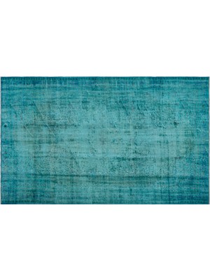 Turkuaz Göbekli Yün Modern Desenli Yün Hav Toz Vermez Leke Tutmayan Salon Yolluk Mutfak El Dokuma Halı