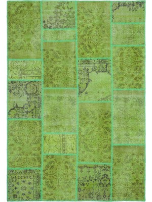 Hali.Net 160x230 cm Yeşil Vintage Anadolu Eskitme Yün Halı | Salon Yatak Odası Halısı | Doğal Yün El Yapımı El Dokuma Hav Vermez | UNİQUE-24976