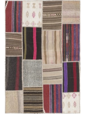 Teselya Bej Çizgili Yün Modern Desenli Yün Hav Toz Vermez Leke Tutmayan Salon Yolluk Mutfak El Dokuma Halı