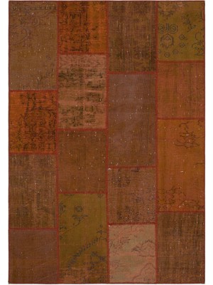 Hali.Net 160x230 cm Kahverengi Karışık Etnik Yama (patchwork) Halı | Salon Yatak Odası Halısı | Hav Vermez | UNİQUE-33939