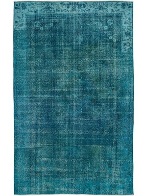 Iskece Yeşil Eskitme Yün Modern Desenli Yün Hav Toz Vermez Leke Tutmayan Salon Yolluk Mutfak El Dokuma Halı