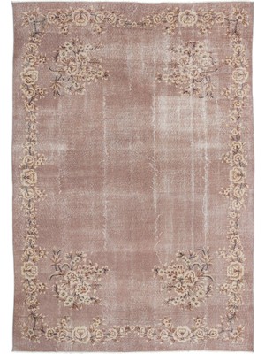 Vintage Bej Göbekli Yün Modern Desenli Yün Hav Toz Vermez Leke Tutmayan Salon Yolluk Mutfak El Dokuma Halı