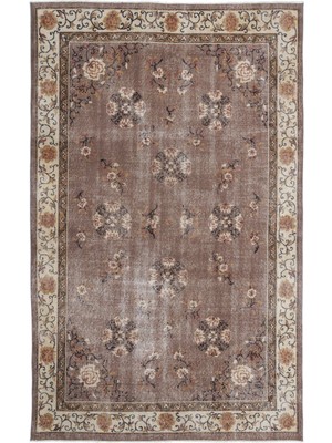 Vintage Sarı Çiçekli Yün Modern Desenli Yün Hav Toz Vermez Leke Tutmayan Salon Yolluk Mutfak El Dokuma Halı