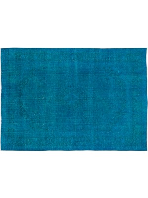 Turkuaz Eskitme Yün Modern Desenli Yün Hav Toz Vermez Leke Tutmayan Salon Yolluk Mutfak El Dokuma Halı