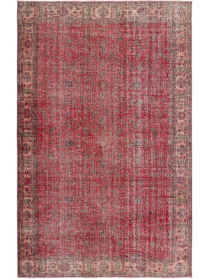 Hali.Net 168x264 cm Kahverengi Kırmızı Çiçekli Vintage Eskitme Halı | Salon Yatak Odası Halısı | Hav Vermez | UNİQUE-19253