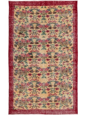 Hali.Net 164x275 cm Kırmızı Vintage Anadolu Yün Halı | Salon Yatak Odası Halısı | Doğal Yün El Yapımı El Dokuma Hav Vermez | UNİQUE-13856