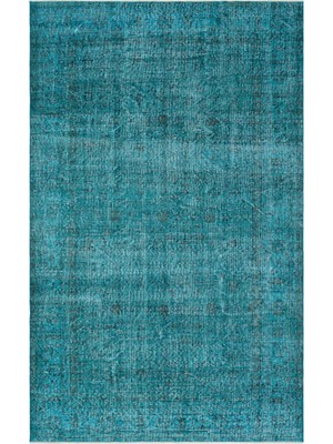 Atina Turkuaz Eskitme Yün Modern Desenli Yün Hav Toz Vermez Leke Tutmayan Salon Yolluk Mutfak El Dokuma Halı