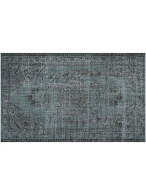 Turkuaz Eskitme Yün Modern Desenli Yün Hav Toz Vermez Leke Tutmayan Salon Yolluk Mutfak El Dokuma Halı