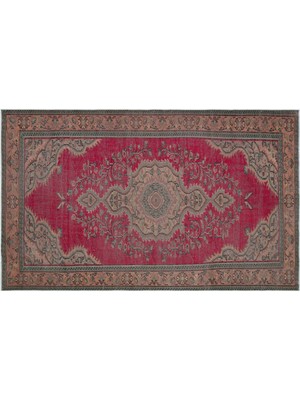 Kırmızı Göbekli Yün Modern Desenli Yün Hav Toz Vermez Leke Tutmayan Salon Yolluk Mutfak El Dokuma Halı