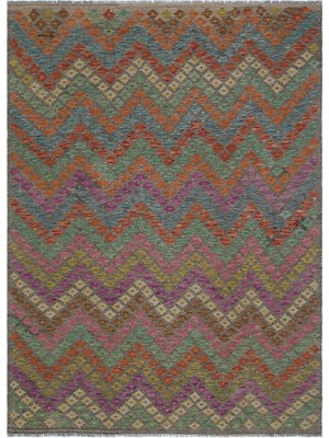 Atina Yeşil Eskitme Yün Modern Desenli Yün Hav Toz Vermez Leke Tutmayan Salon Yolluk Mutfak El Dokuma Halı