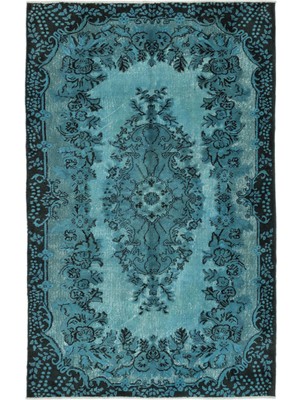 Atina Turkuaz Eskitme Yün Modern Desenli Yün Hav Toz Vermez Leke Tutmayan Salon Yolluk Mutfak El Dokuma Halı