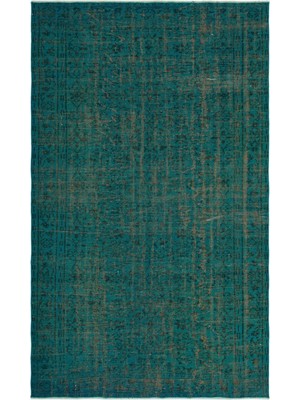 Hali.Net 167x273 cm Bej Petrol Mavisi Soyut Vintage Eskitme Halı | Salon Yatak Odası Halısı | Hav Vermez | UNİQUE-23347