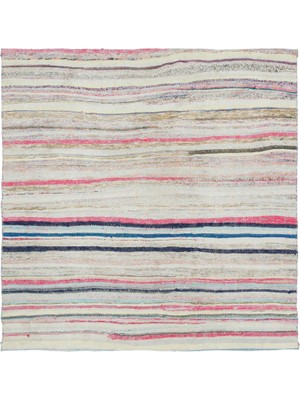 Teselya Bej Çizgili Yün Modern Desenli Yün Hav Toz Vermez Leke Tutmayan Salon Yolluk Mutfak El Dokuma Halı