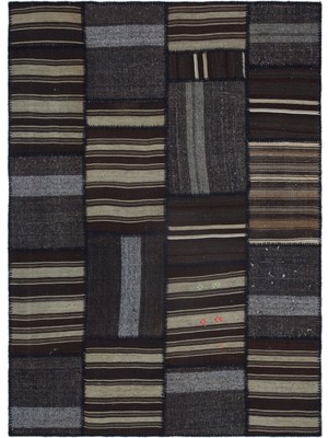 Girit Bej Çizgili Yün Modern Desenli Yün Hav Toz Vermez Leke Tutmayan Salon Yolluk Mutfak El Dokuma Halı